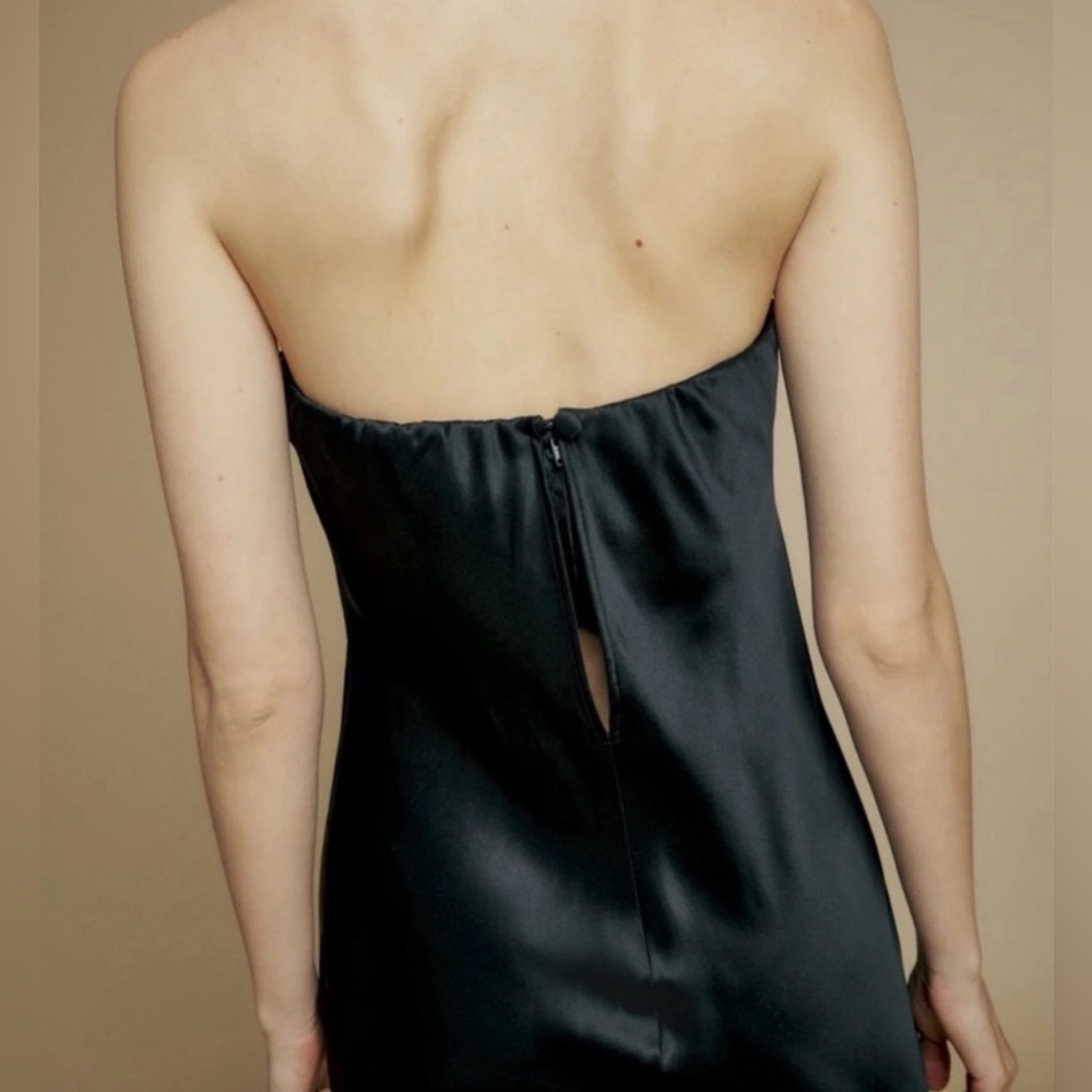 Reformation Joanna Dress Black Silk Strapless Formal Midi Maxi Size 12 - Picture 2 of 12